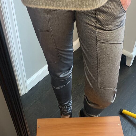 NWT Ema Savahl Couture Luxurious Silver Skinny Moto Style Pants - Picture 6 of 12
